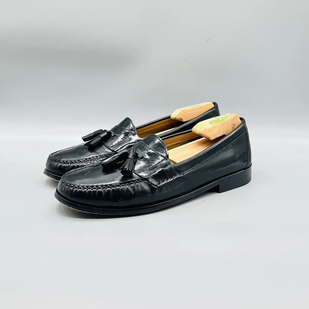 Cole Haan Shoes Mens 10 Black Leather Tassel Loafers Slip On Dress Round Toe